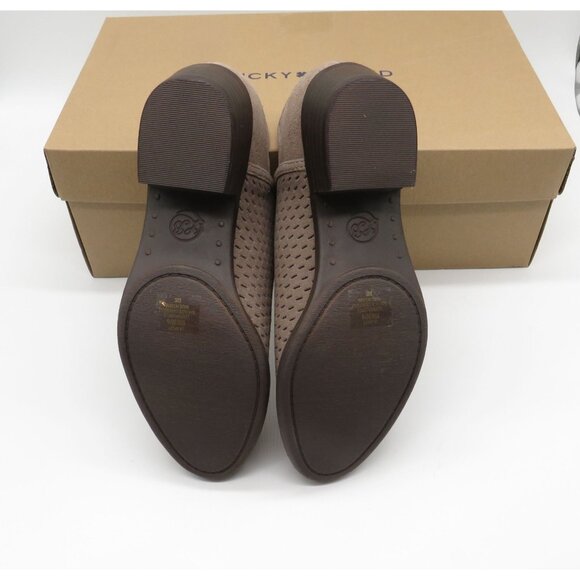 Lucky Brand Taupe Perforated Suede Ankle Booties Womens Shoes Size 6 NEW - Picture 7 of 7
